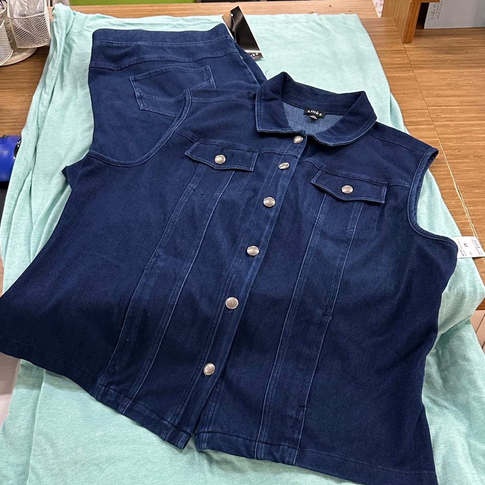 Dark Blue Denim Vest and Pants set